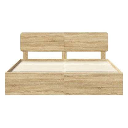 Bed Frame with Headboard Sonoma 200 x 200 cm Solid Pine Wood