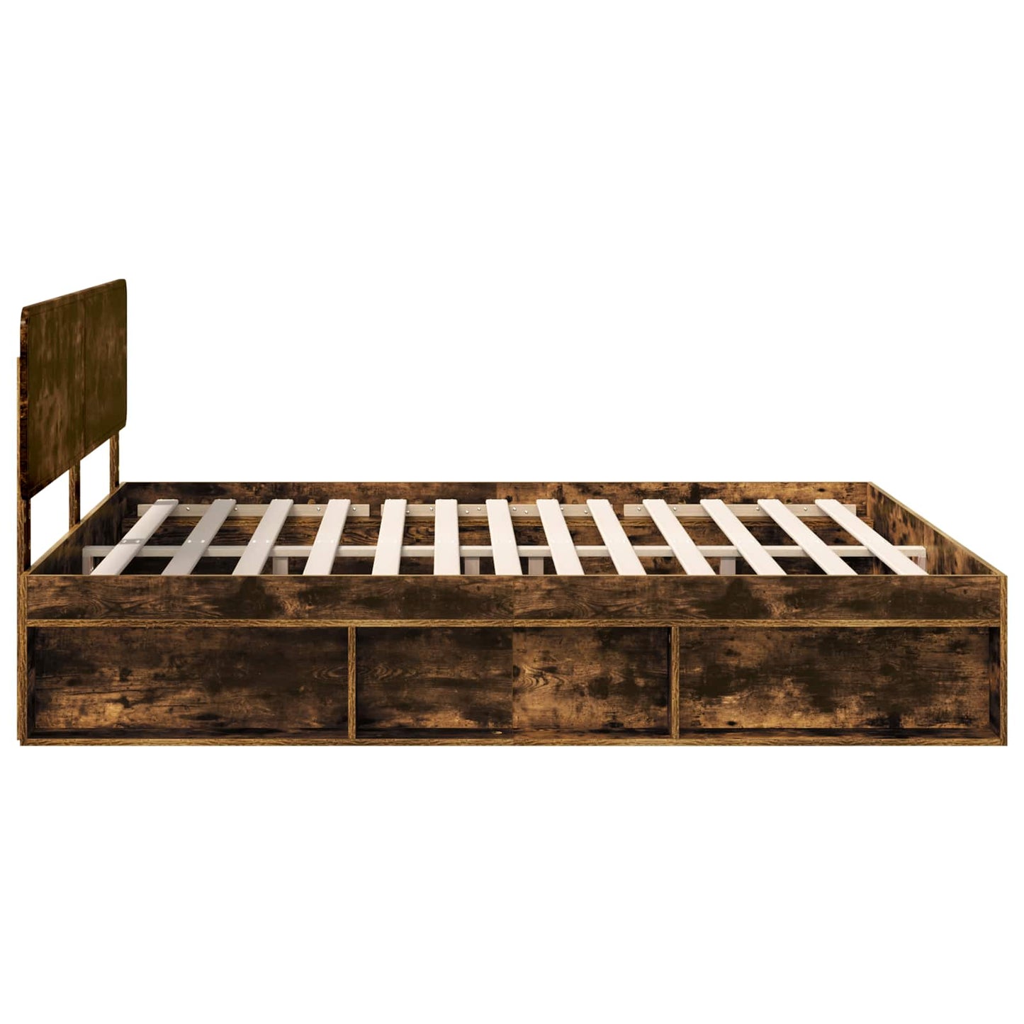 Bed Frame Smoked Oak 200 x 200 cm Solid Pine Wood