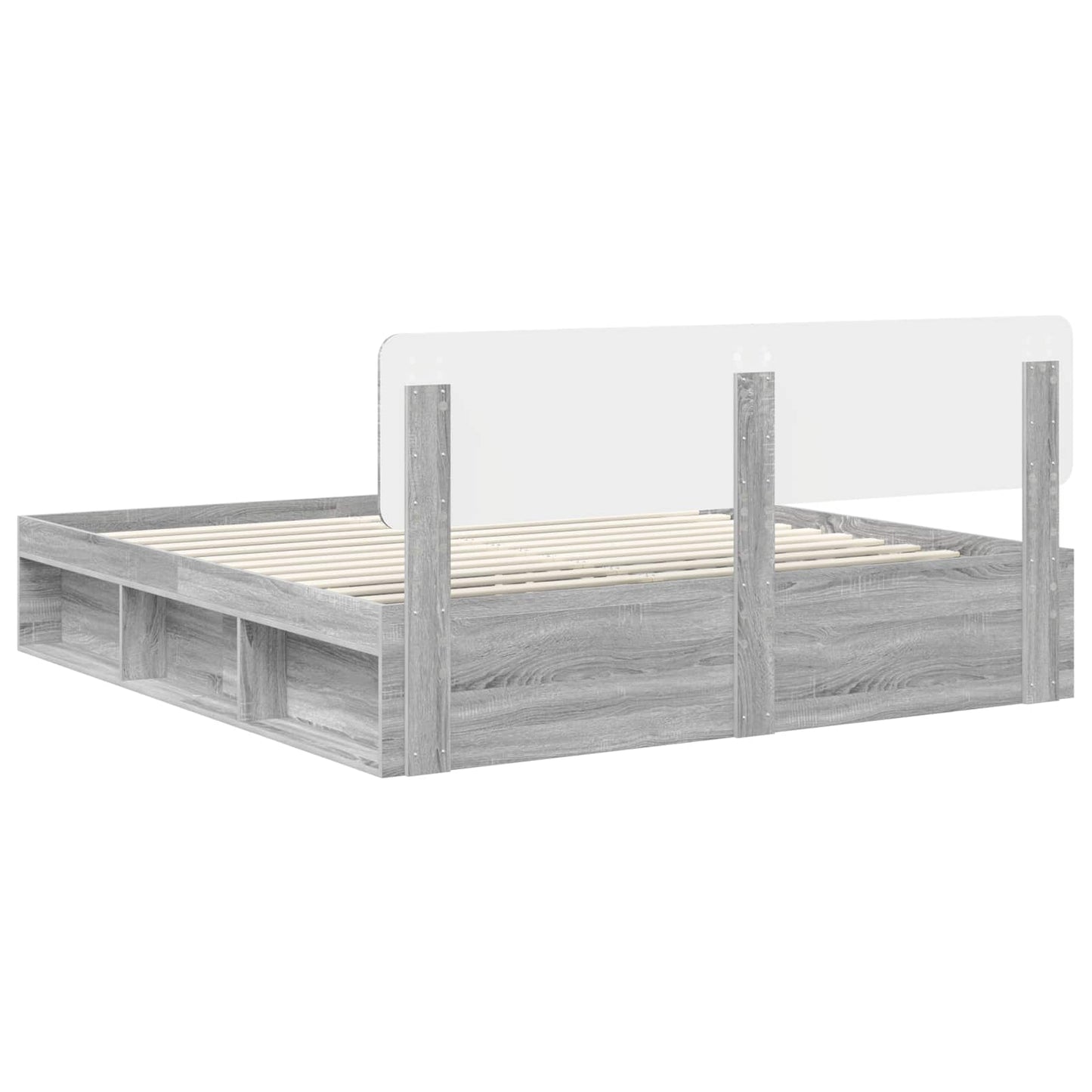 Bed Frame Grey Sonoma 200 x 200 cm Solid Pine Wood