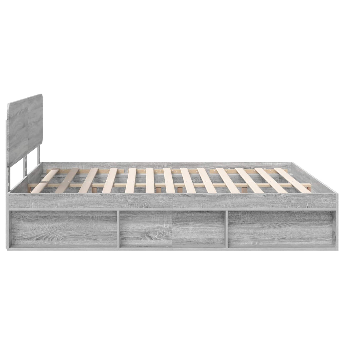 Bed Frame Grey Sonoma 200 x 200 cm Solid Pine Wood