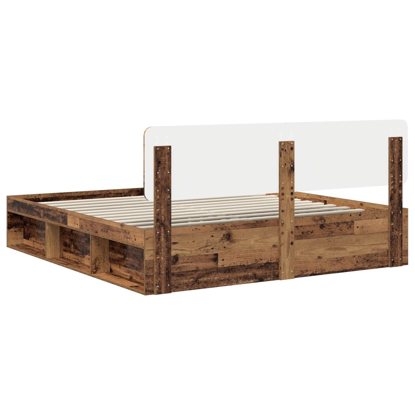 Bed Frame with Headboard Old Wood 200 x 200 cm Solid Pine Wood