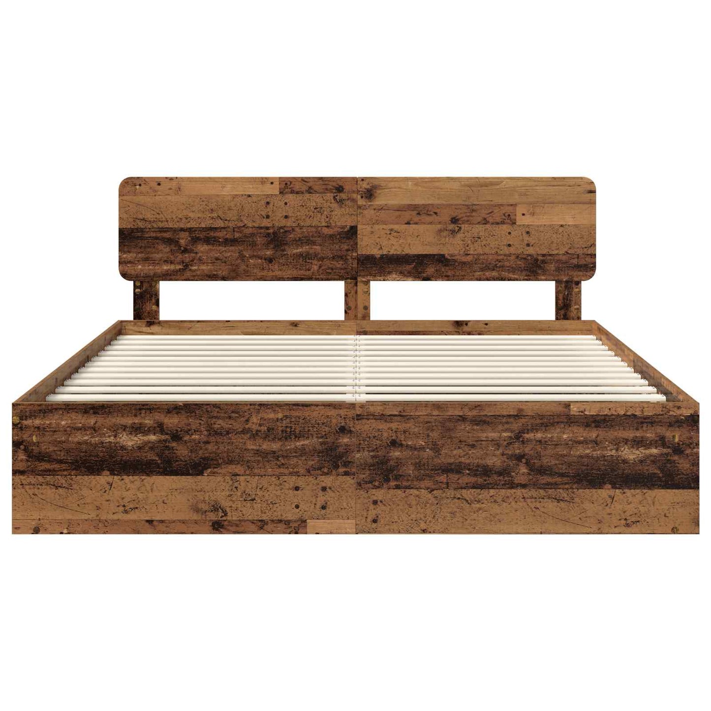 Bed Frame with Headboard Old Wood 200 x 200 cm Solid Pine Wood