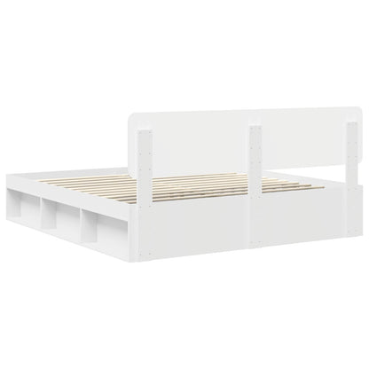 Bed Frame with Headboard White 180 x 200 cm Solid Pine Wood
