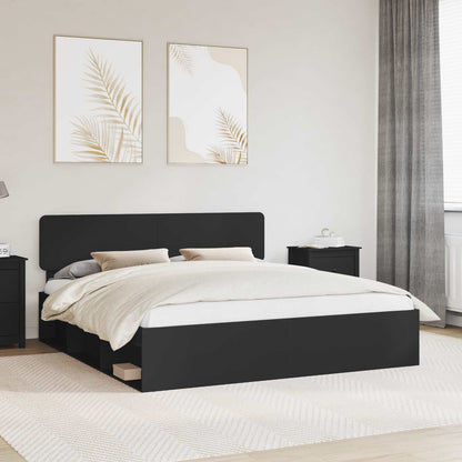 Bed Frame with Headboard Black 180 x 200 cm Solid Pine Wood