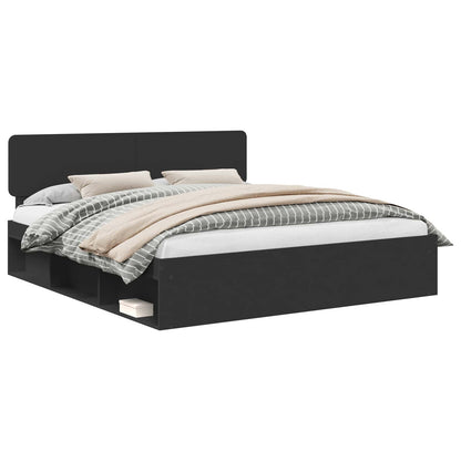 Bed Frame with Headboard Black 180 x 200 cm Solid Pine Wood