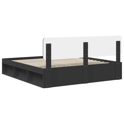 Bed Frame with Headboard Black 180 x 200 cm Solid Pine Wood