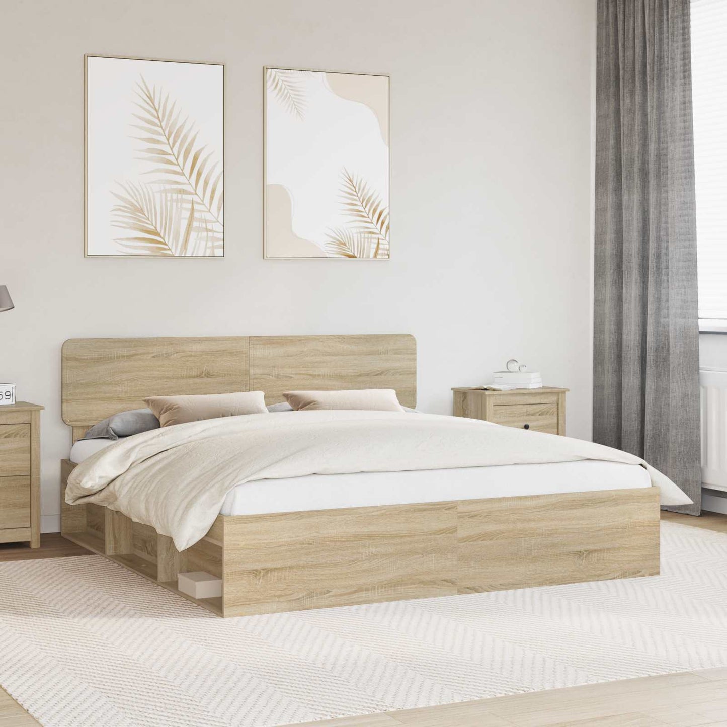 Bed Frame with Headboard Sonoma 180 x 200 cm Solid Pine Wood