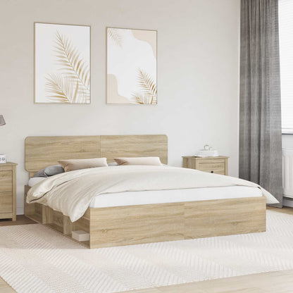Bed Frame with Headboard Sonoma 180 x 200 cm Solid Pine Wood