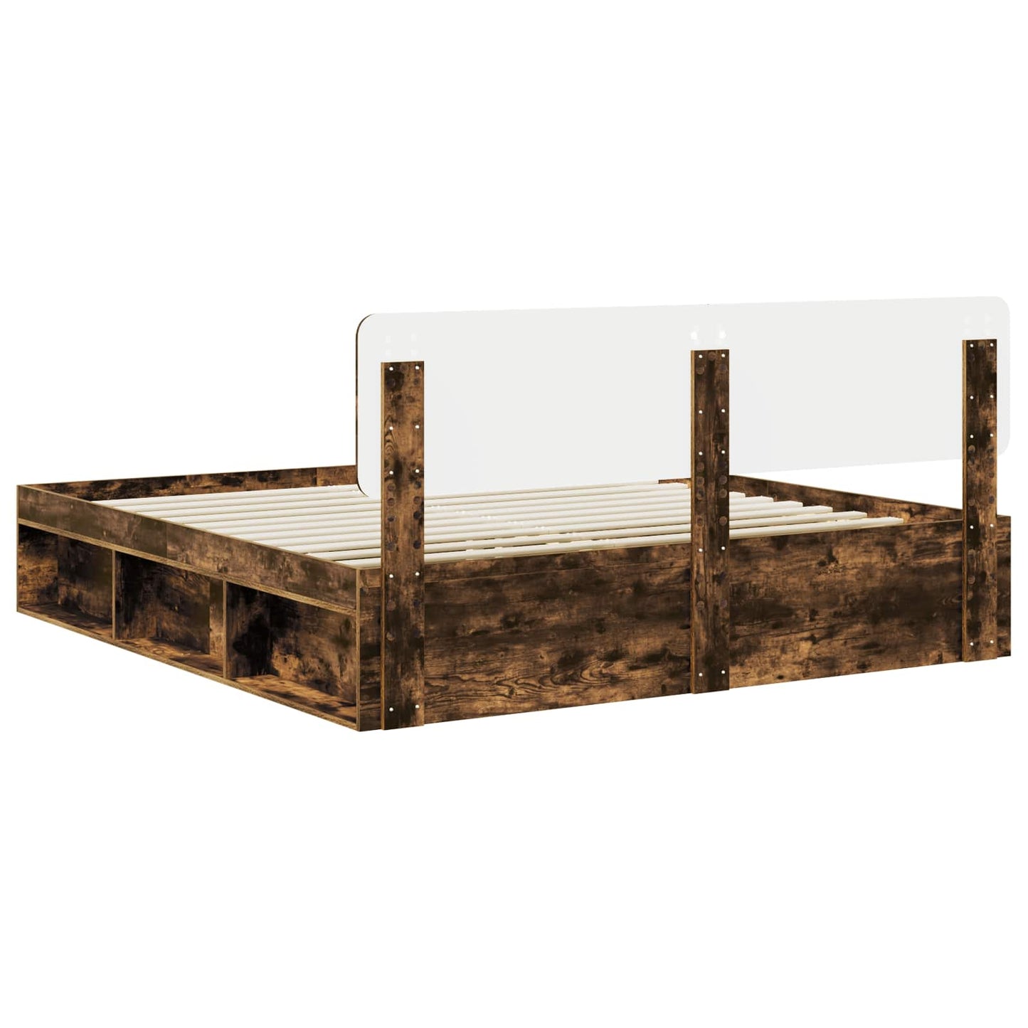 Bed Frame Smoked Oak 180 x 200 cm Solid Pine Wood