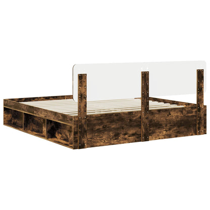 Bed Frame Smoked Oak 180 x 200 cm Solid Pine Wood