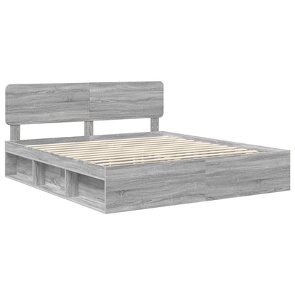 Bed Frame Grey Sonoma 180 x 200 cm Solid Pine Wood