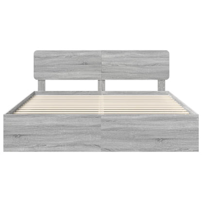 Bed Frame Grey Sonoma 180 x 200 cm Solid Pine Wood