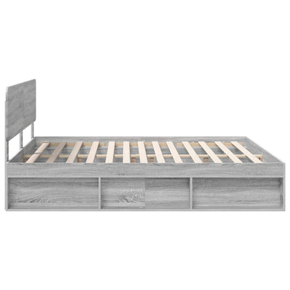 Bed Frame Grey Sonoma 180 x 200 cm Solid Pine Wood