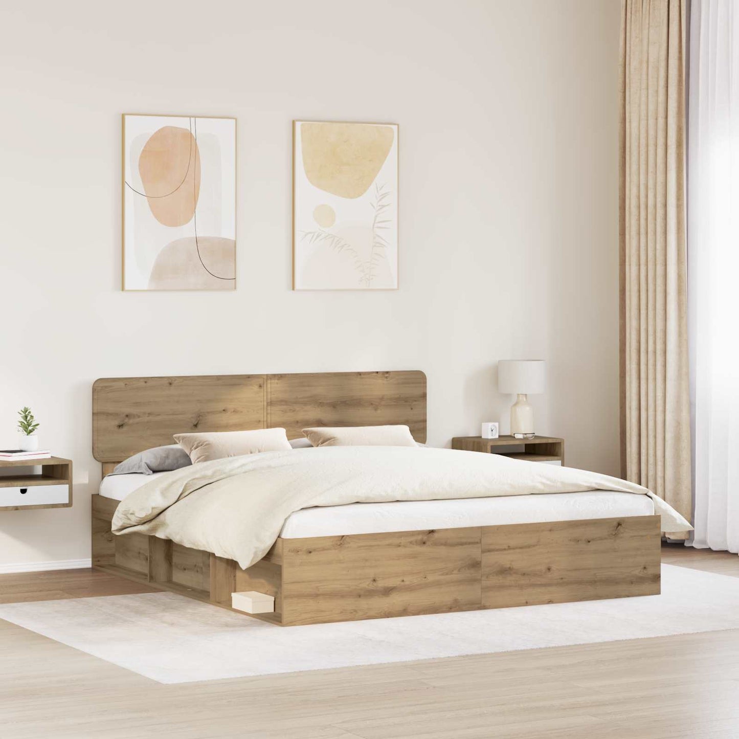 Bed Frame Artisian Oak 180 x 200 cm Solid Pine Wood