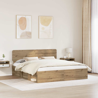 Bed Frame Artisian Oak 180 x 200 cm Solid Pine Wood