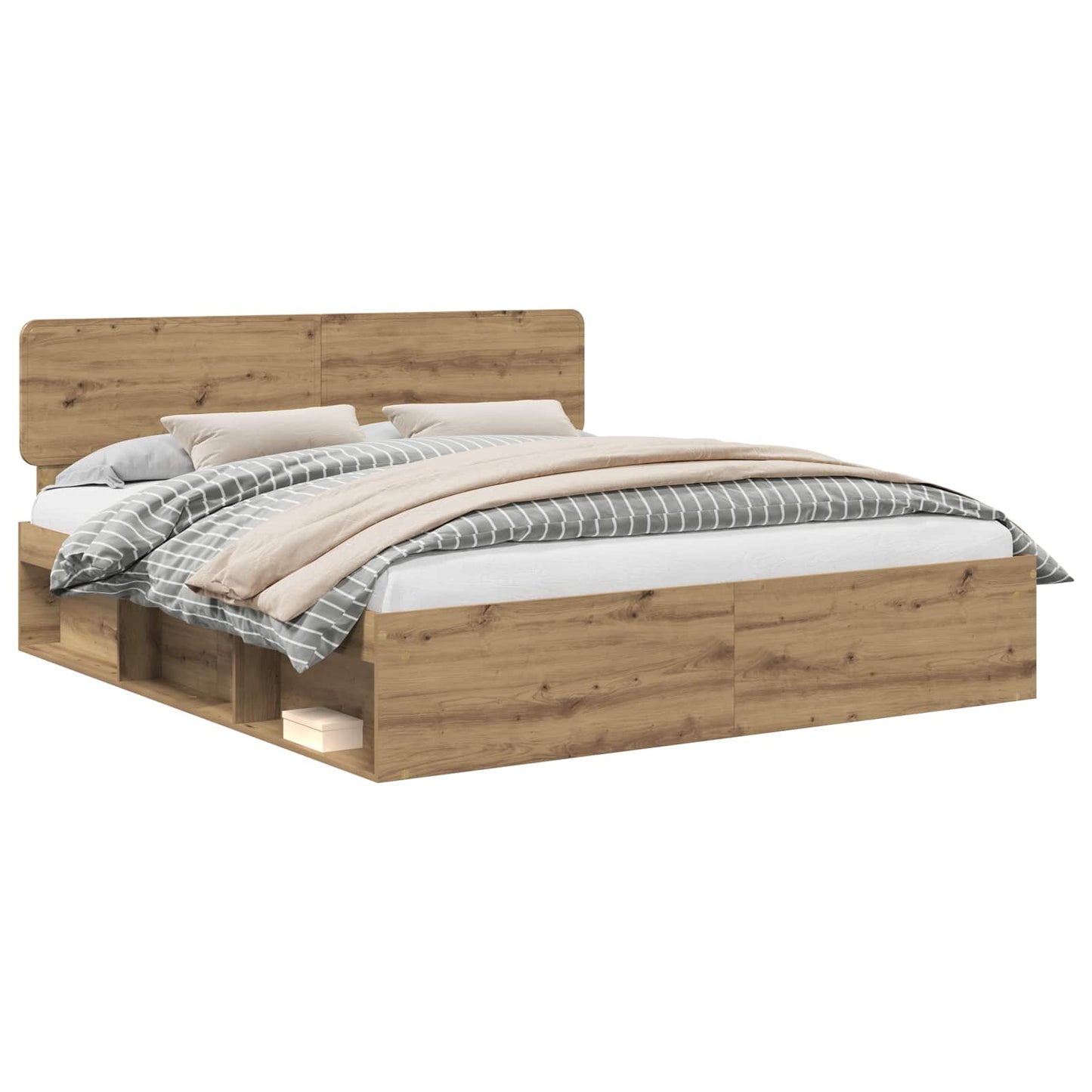 Bed Frame Artisian Oak 180 x 200 cm Solid Pine Wood