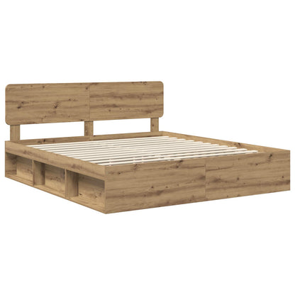 Bed Frame Artisian Oak 180 x 200 cm Solid Pine Wood