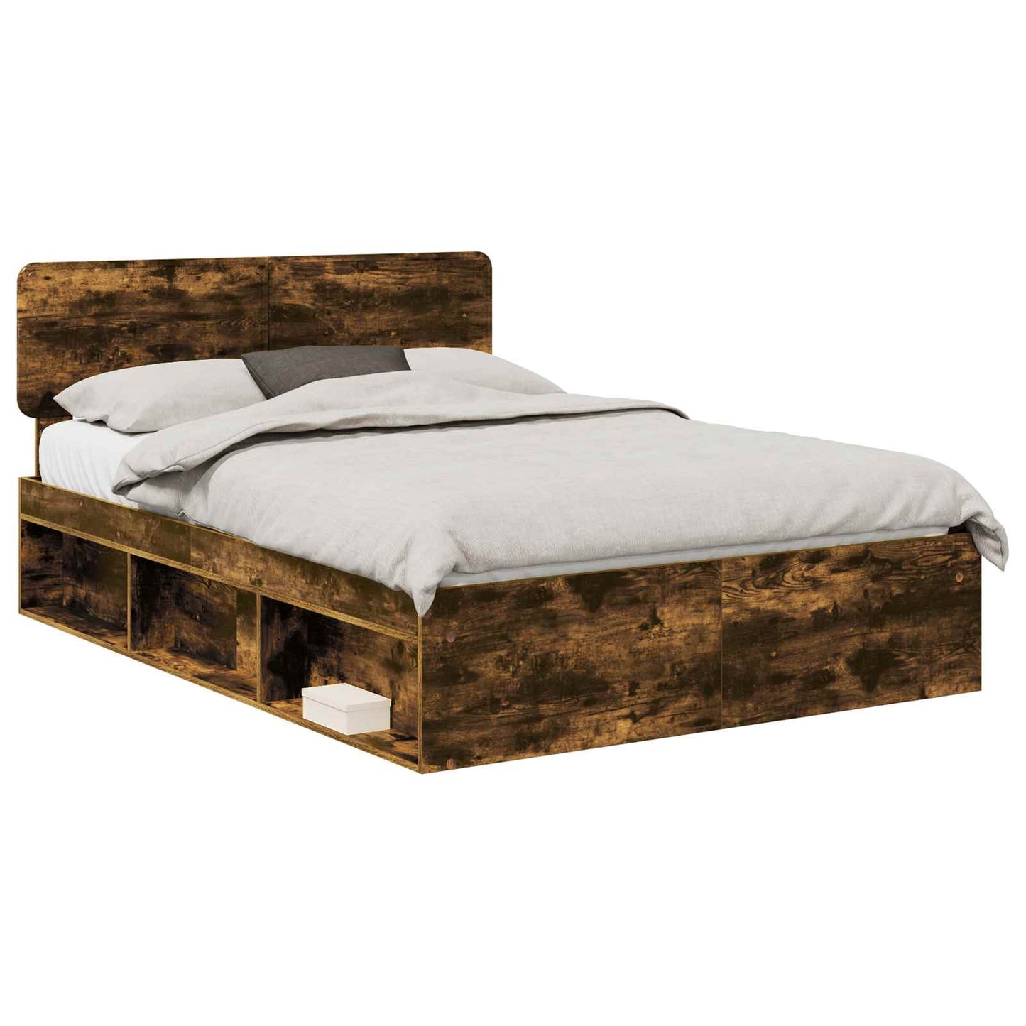 Bed Frame Smoked Oak 160 x 200 cm Solid Pine Wood