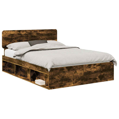 Bed Frame Smoked Oak 160 x 200 cm Solid Pine Wood
