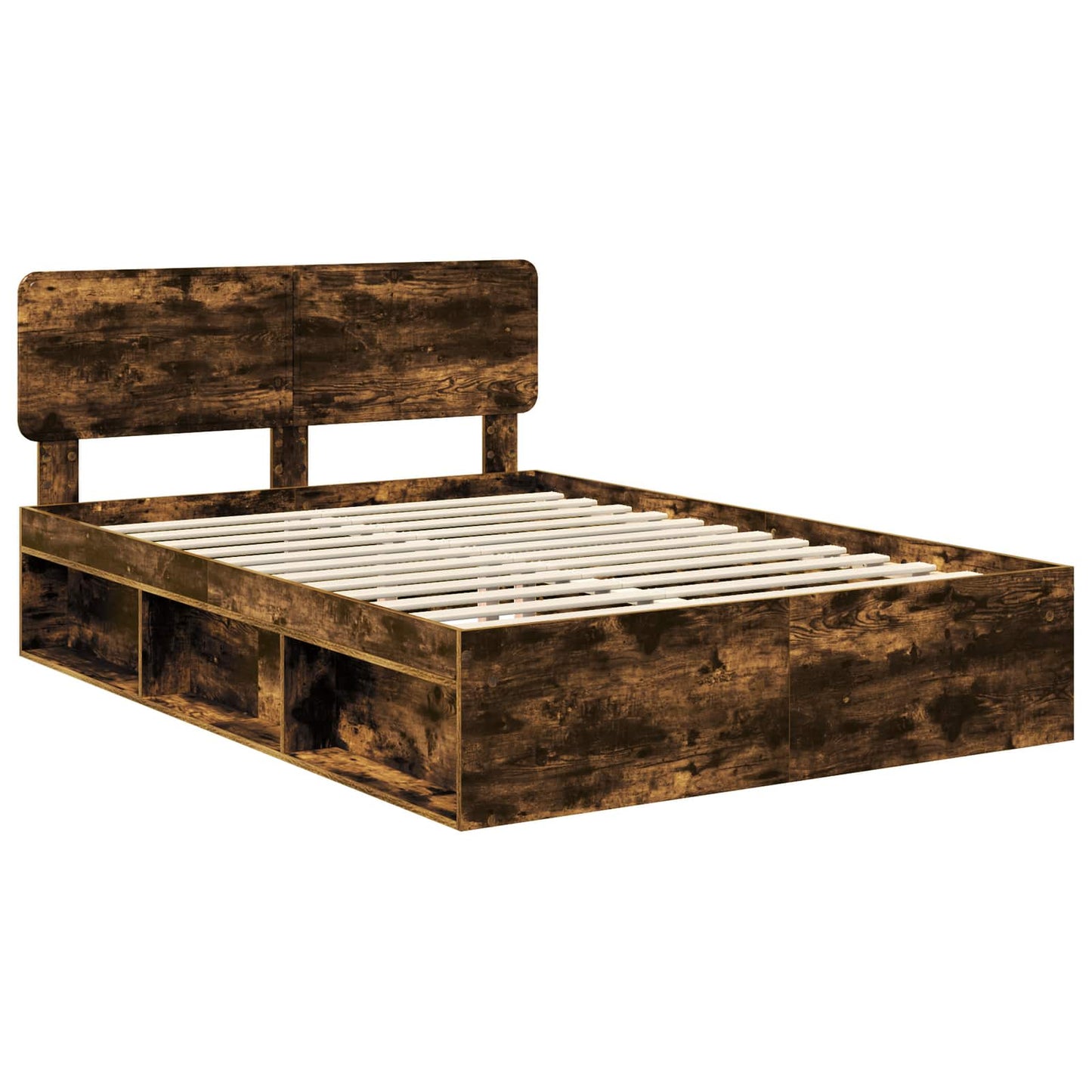Bed Frame Smoked Oak 160 x 200 cm Solid Pine Wood