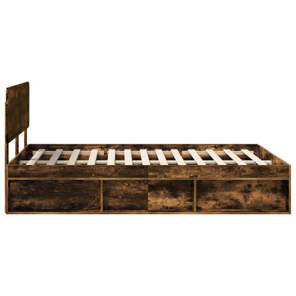 Bed Frame Smoked Oak 160 x 200 cm Solid Pine Wood