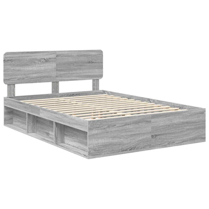 Bed Frame Grey Sonoma 160 x 200 cm Solid Pine Wood