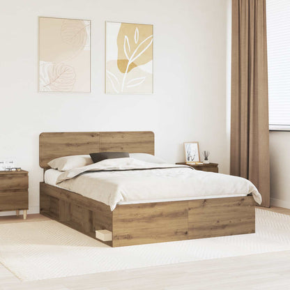 Bed Frame Artisian Oak 160 x 200 cm Solid Pine Wood