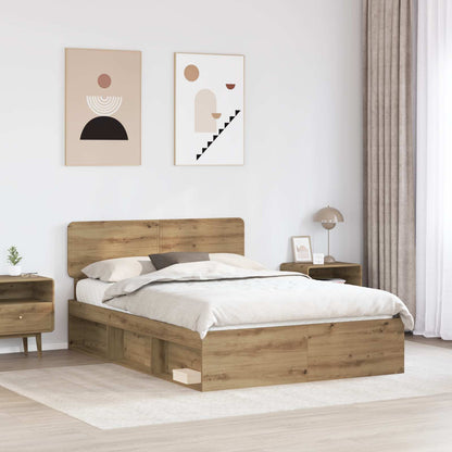 Bed Frame Artisian Oak 160 x 200 cm Solid Pine Wood