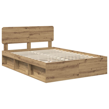Bed Frame Artisian Oak 160 x 200 cm Solid Pine Wood