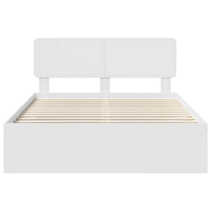 Bed Frame with Headboard White 150 x 200 cm Solid Pine Wood