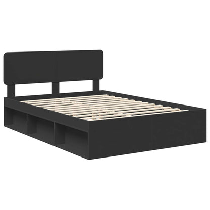 Bed Frame with Headboard Black 150 x 200 cm Solid Pine Wood