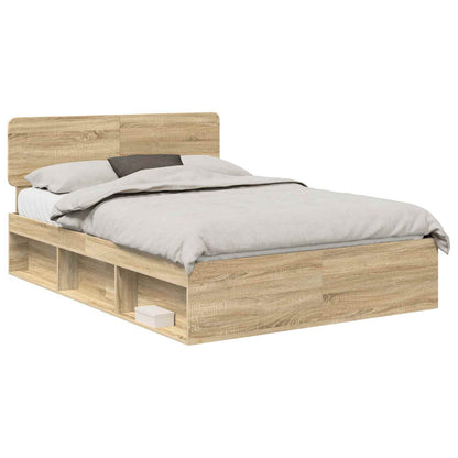 Bed Frame Sonoma Oak 150 x 200 cm Solid Pine Wood