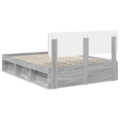 Bed Frame Grey Sonoma 150 x 200 cm Solid Pine Wood