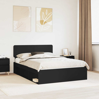 Bed Frame with Headboard Black 140 x 200 cm Solid Pine Wood