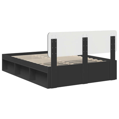 Bed Frame with Headboard Black 140 x 200 cm Solid Pine Wood