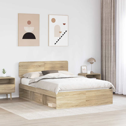 Bed Frame with Headboard Sonoma 140 x 200 cm Solid Pine Wood