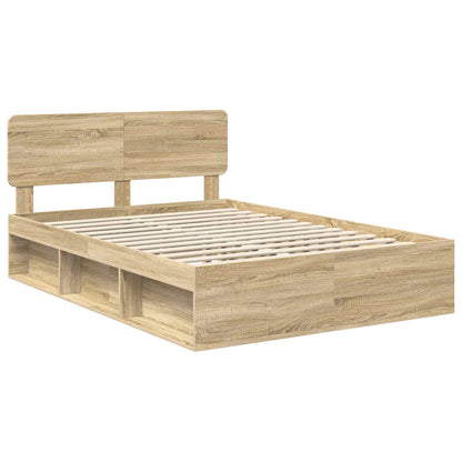 Bed Frame with Headboard Sonoma 140 x 200 cm Solid Pine Wood