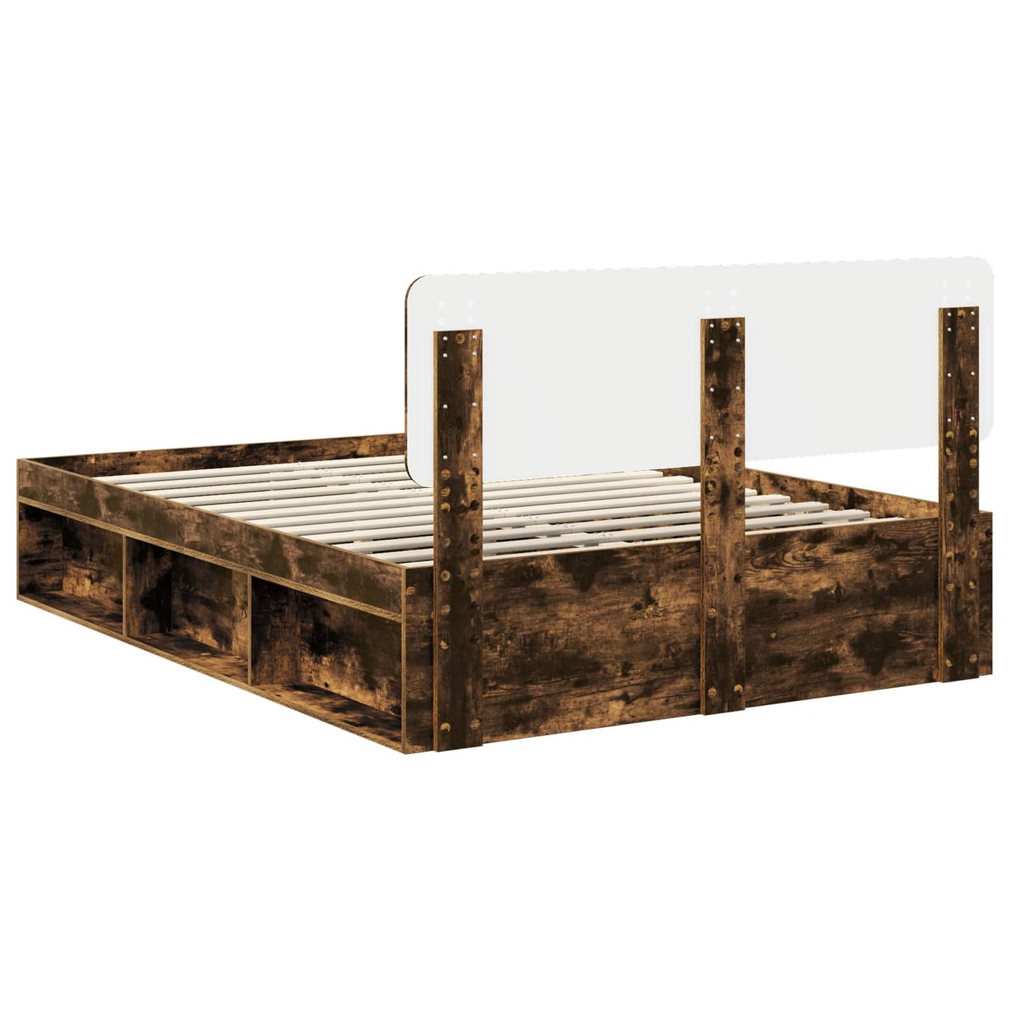 Bed Frame Smoked Oak 140 x 200 cm Solid Pine Wood