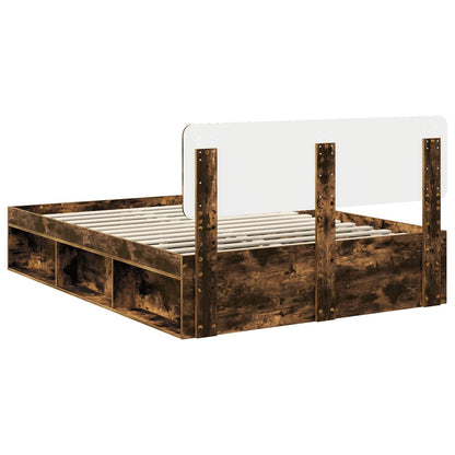 Bed Frame Smoked Oak 140 x 200 cm Solid Pine Wood