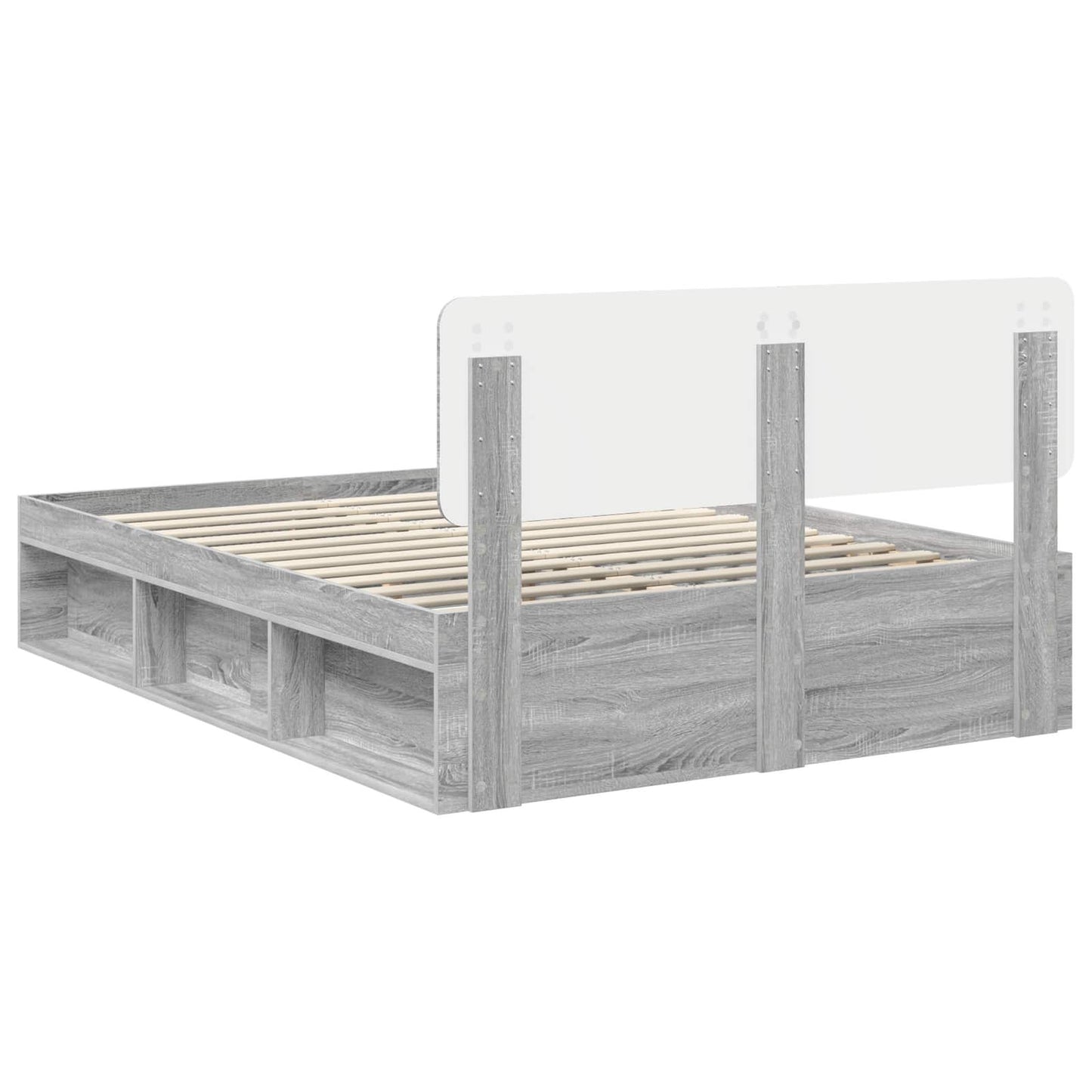 Bed Frame Grey Sonoma 140 x 200 cm Solid Pine Wood