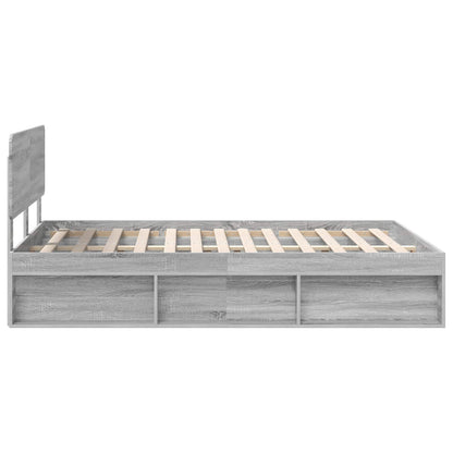 Bed Frame Grey Sonoma 140 x 200 cm Solid Pine Wood