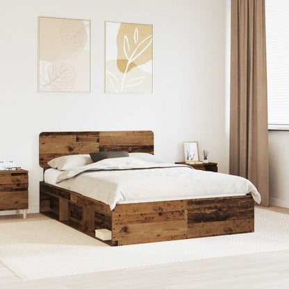 Bed Frame with Headboard Old Wood 140 x 200 cm Solid Pine Wood