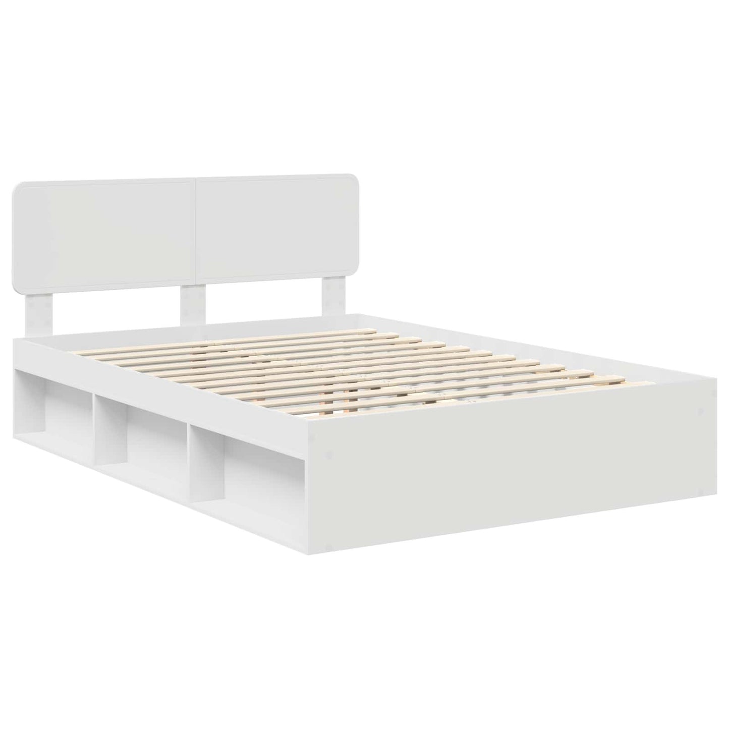 Bed Frame with Headboard White 140 x 190 cm Solid Pine Wood