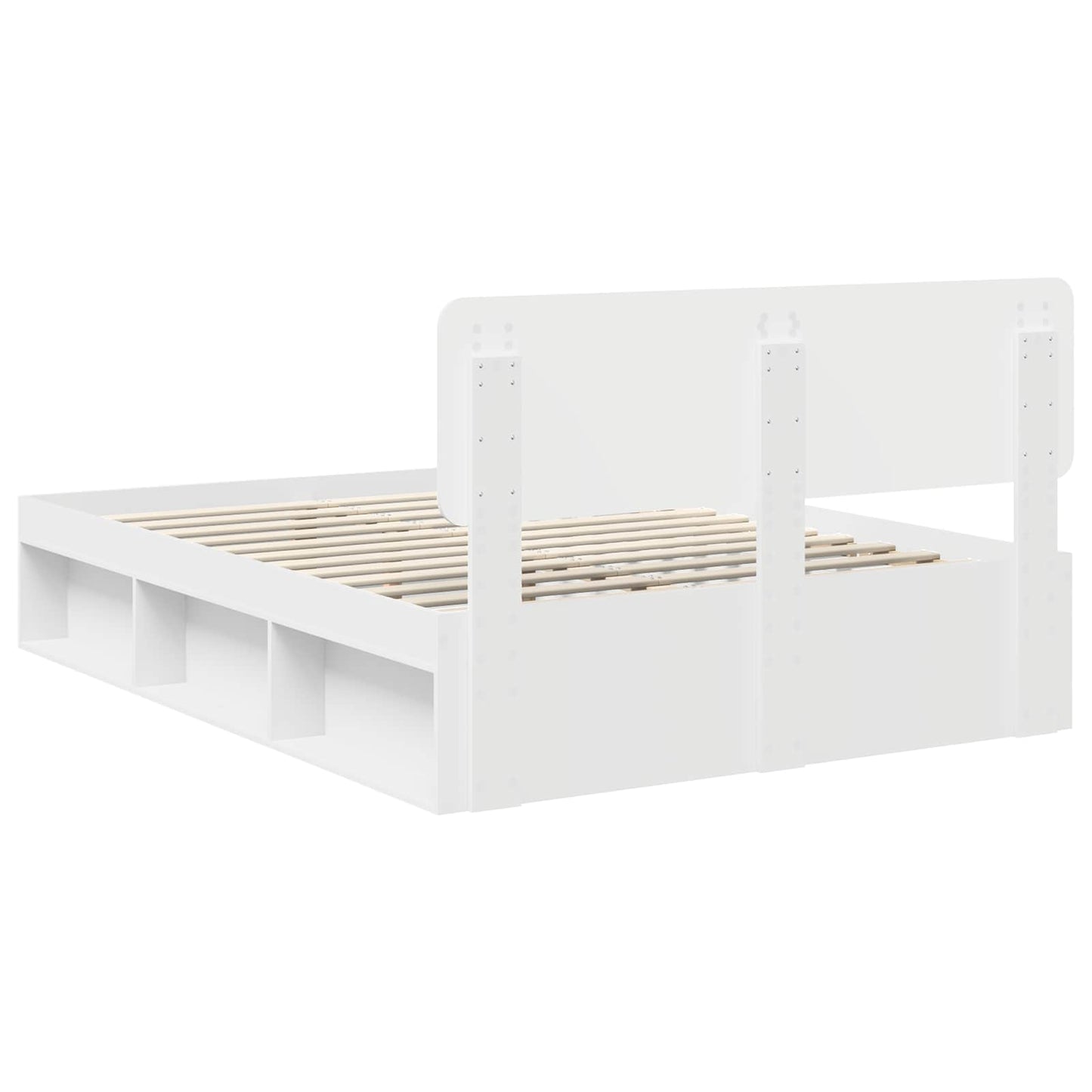 Bed Frame with Headboard White 140 x 190 cm Solid Pine Wood