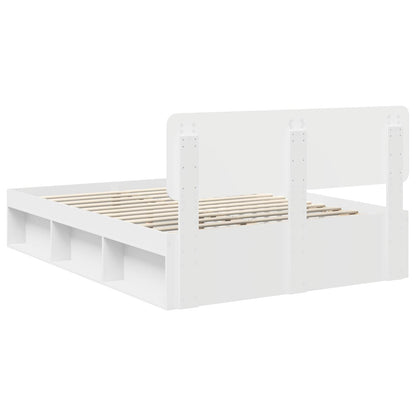 Bed Frame with Headboard White 140 x 190 cm Solid Pine Wood