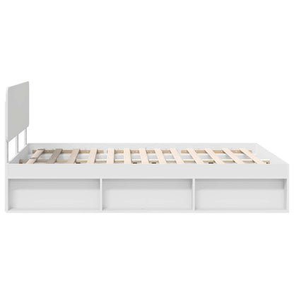Bed Frame with Headboard White 140 x 190 cm Solid Pine Wood