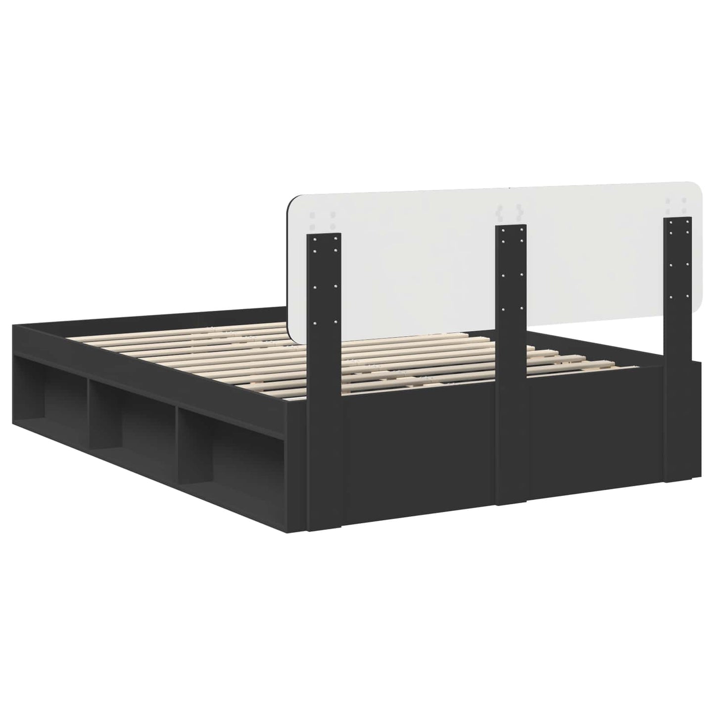 Bed Frame with Headboard Black 140 x 190 cm Solid Pine Wood