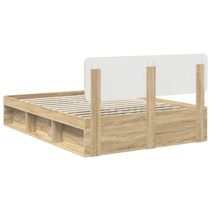 Bed Frame with Headboard Sonoma 140 x 190 cm Solid Pine Wood