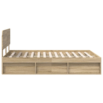 Bed Frame with Headboard Sonoma 140 x 190 cm Solid Pine Wood
