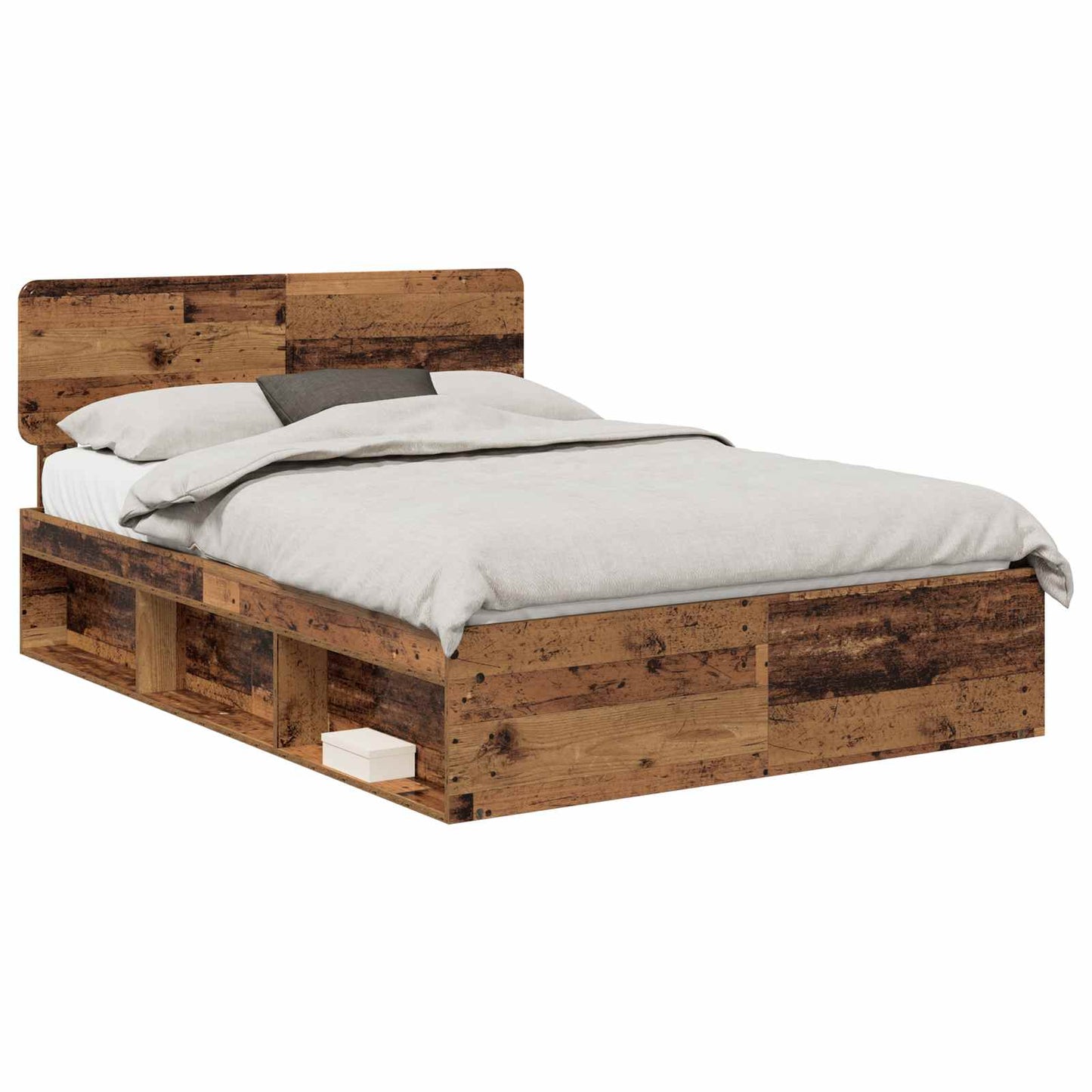 Bed Frame with Headboard Old Wood 140 x 190 cm Solid Pine Wood